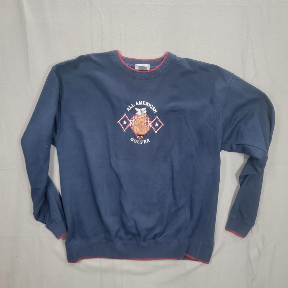 Vintage Navy Blue 90s Embroidered Golf Sweater Size XL
